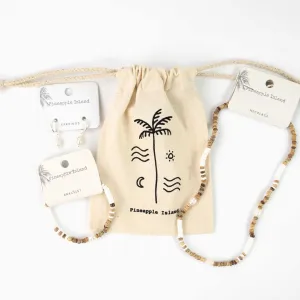 Kauai Puka Shell & Pearl Necklace and Earring Set