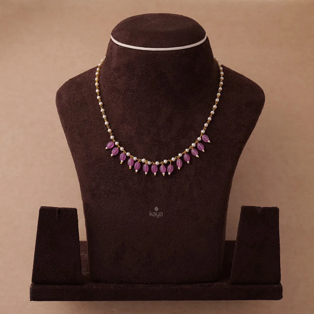 KH200113-Pearl Necklace With Onyx Stone