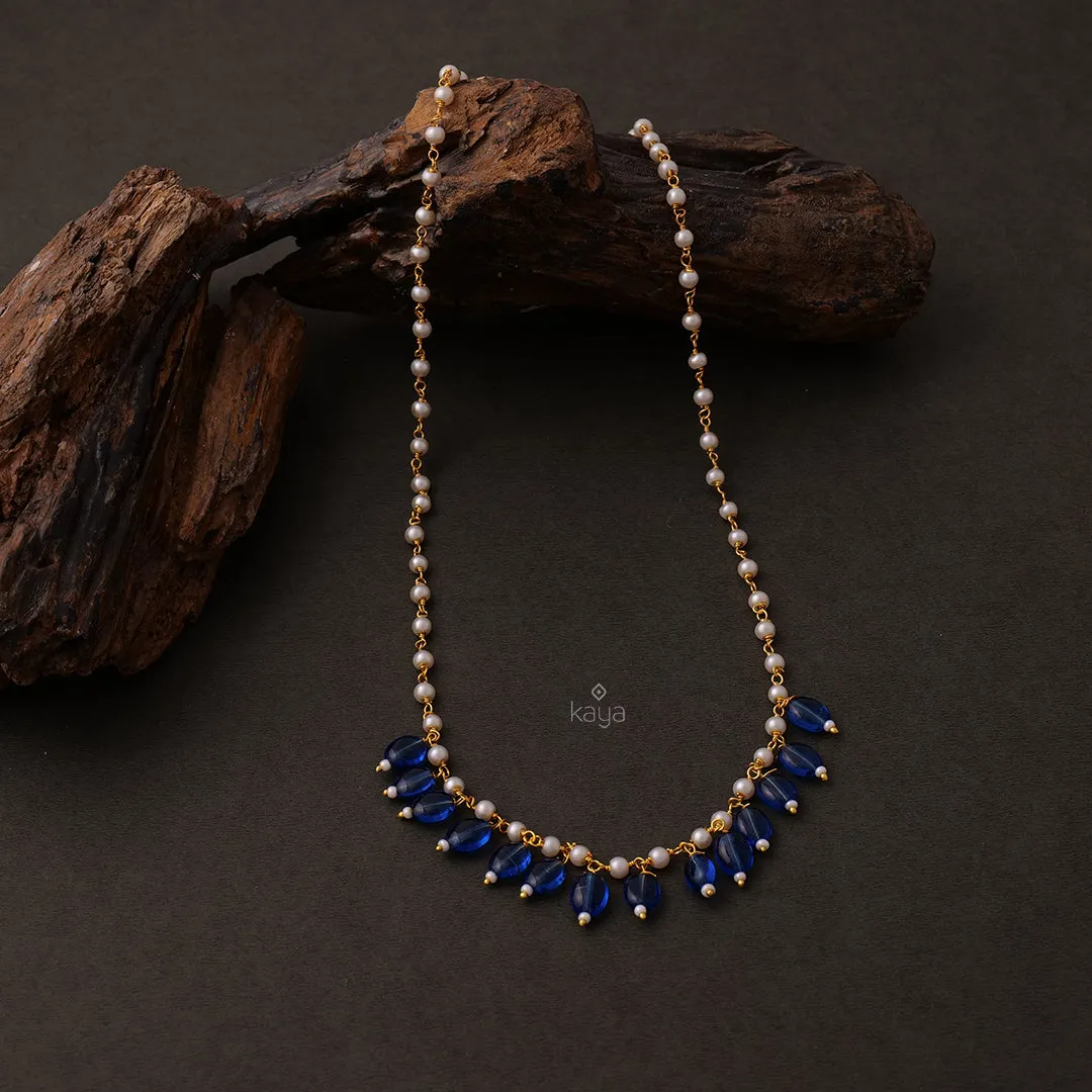 KH200113-Pearl Necklace With Onyx Stone