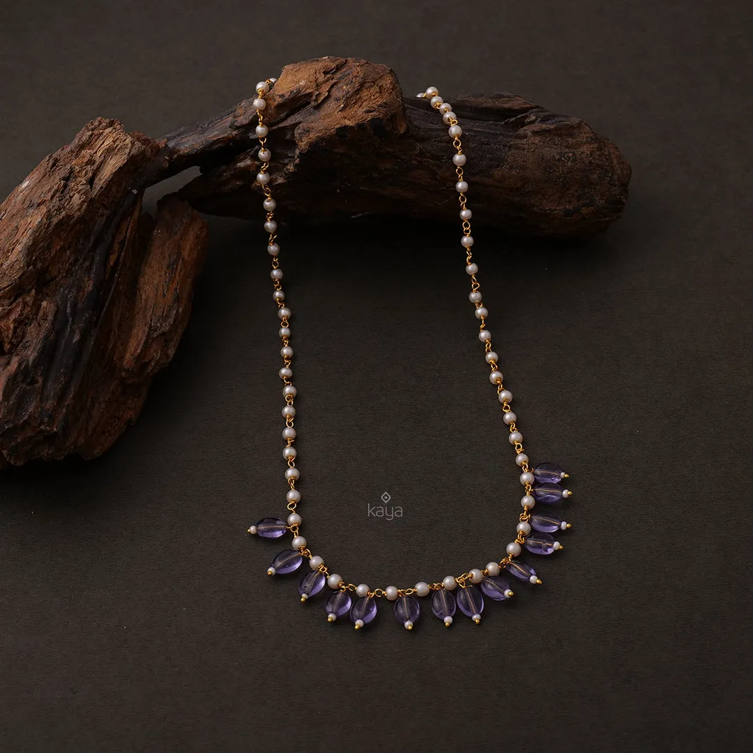 KH200113-Pearl Necklace With Onyx Stone