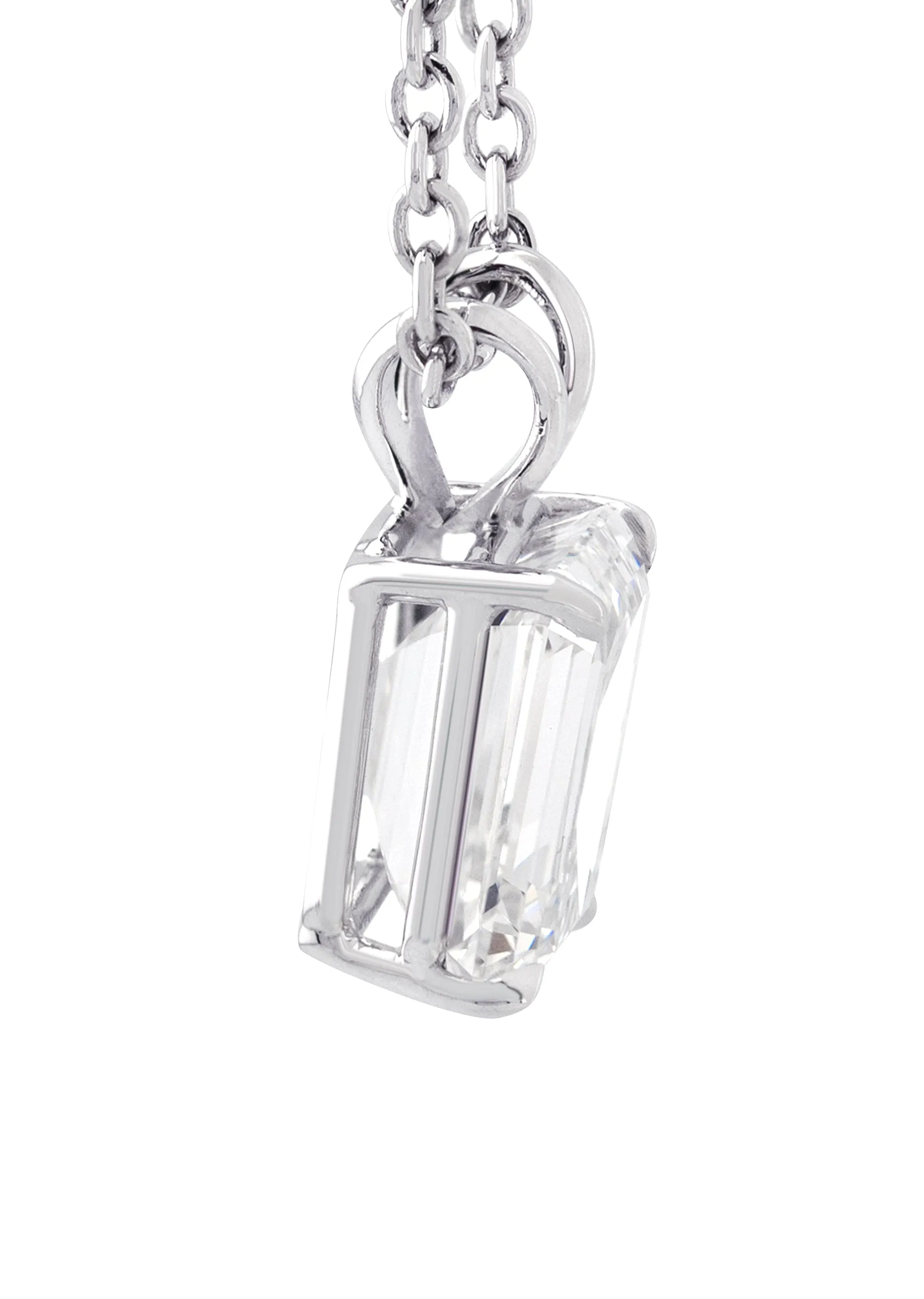 Lab Grown Emerald Diamond Solitaire Pendant /  Necklace