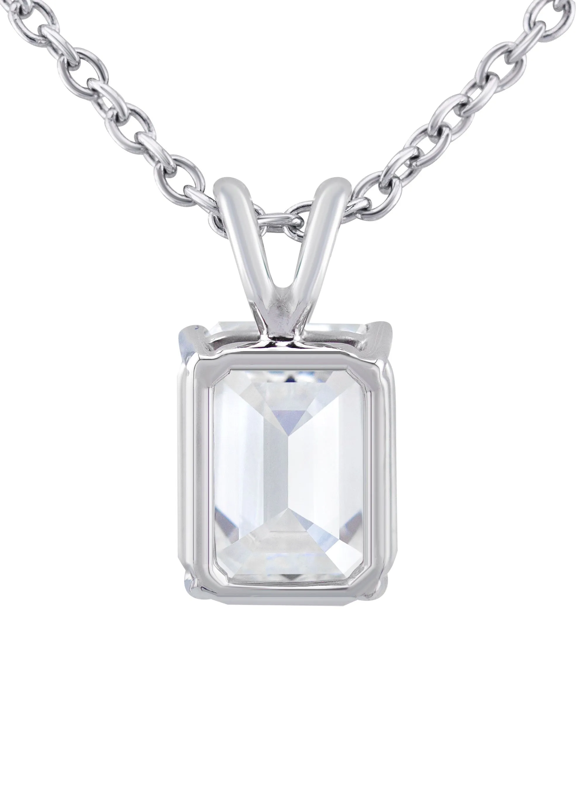Lab Grown Emerald Diamond Solitaire Pendant /  Necklace