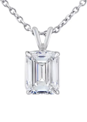 Lab Grown Emerald Diamond Solitaire Pendant /  Necklace