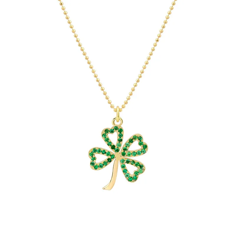 Large Emerald Open Clover Necklace