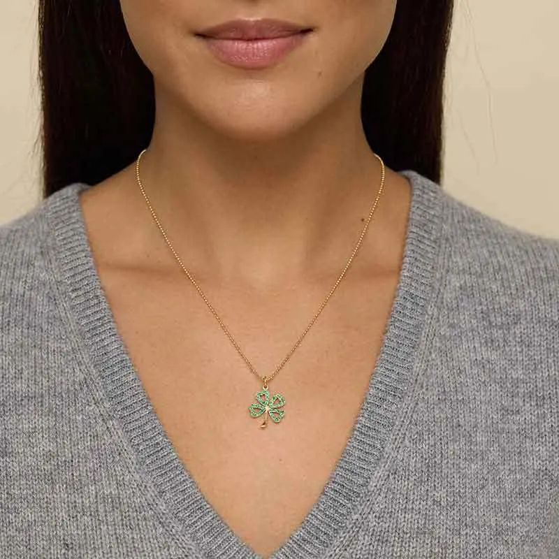Large Emerald Open Clover Necklace