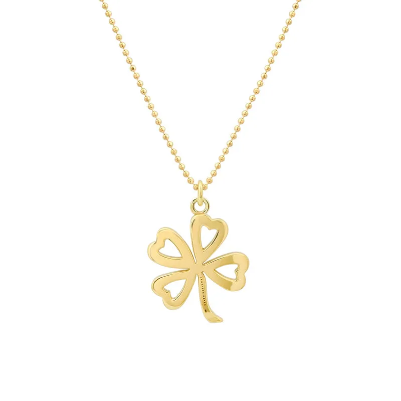 Large Emerald Open Clover Necklace