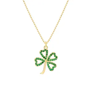 Large Emerald Open Clover Necklace