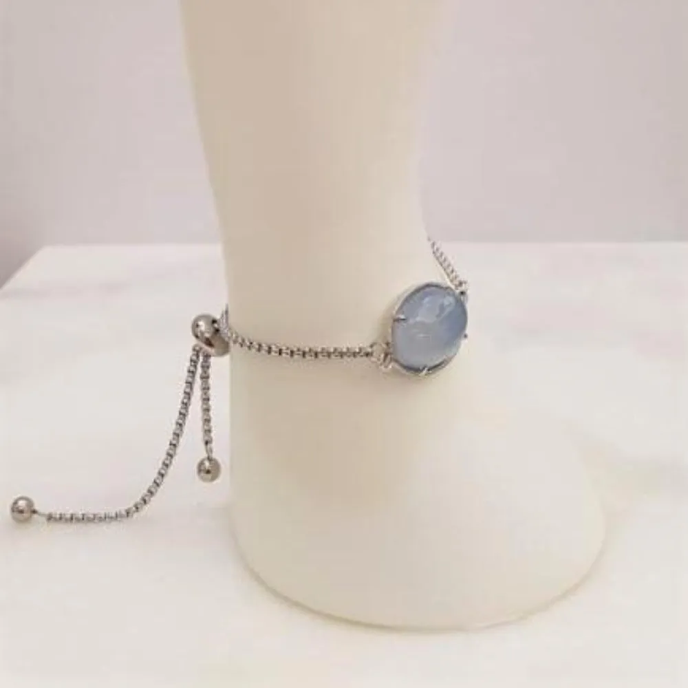 Lavender Chalcedony Jeweled Slider Bracelet