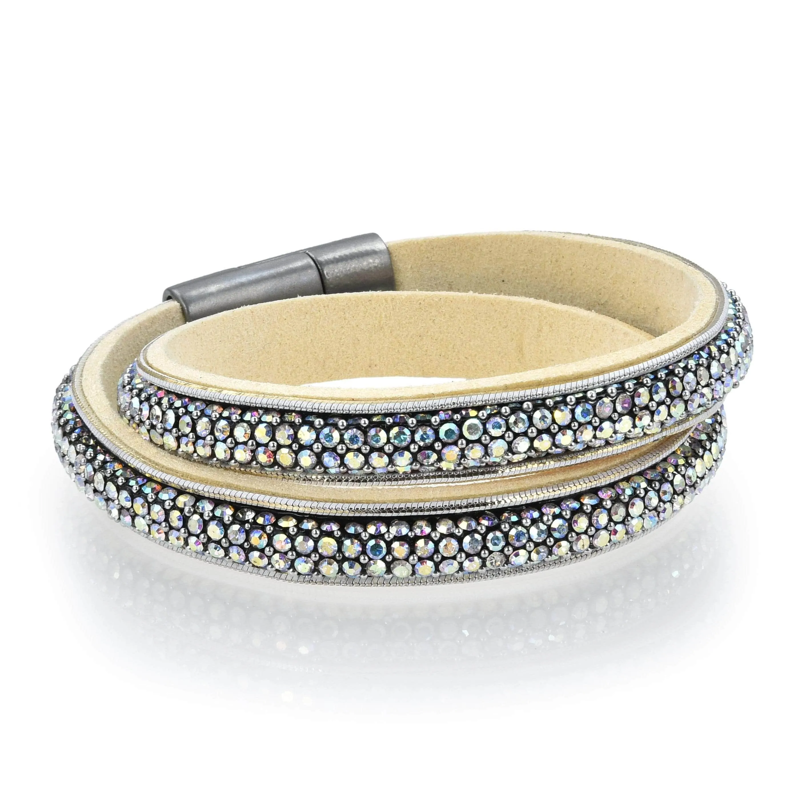 Long Strand Diamond White Bracelet with Magnetic Clasp