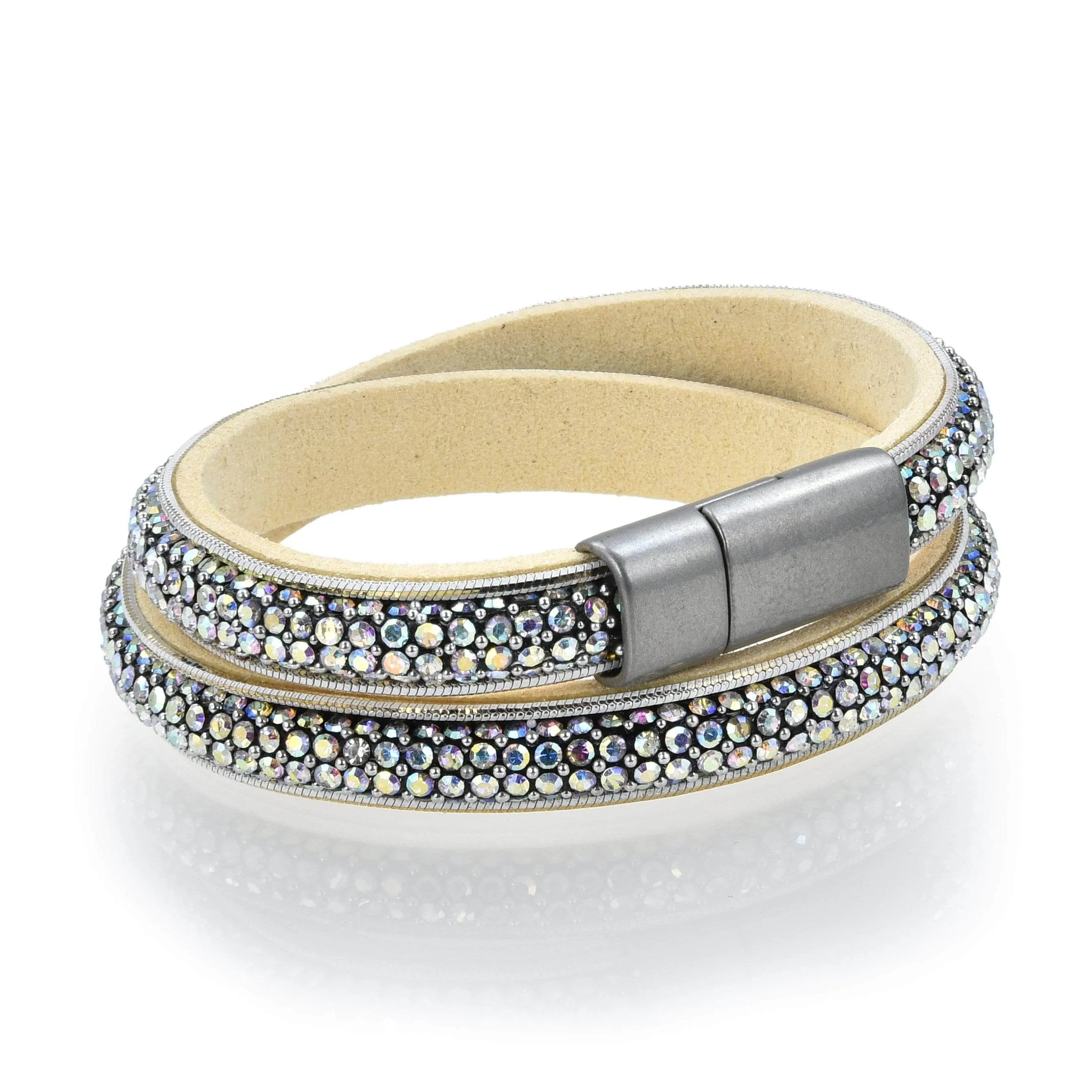 Long Strand Diamond White Bracelet with Magnetic Clasp