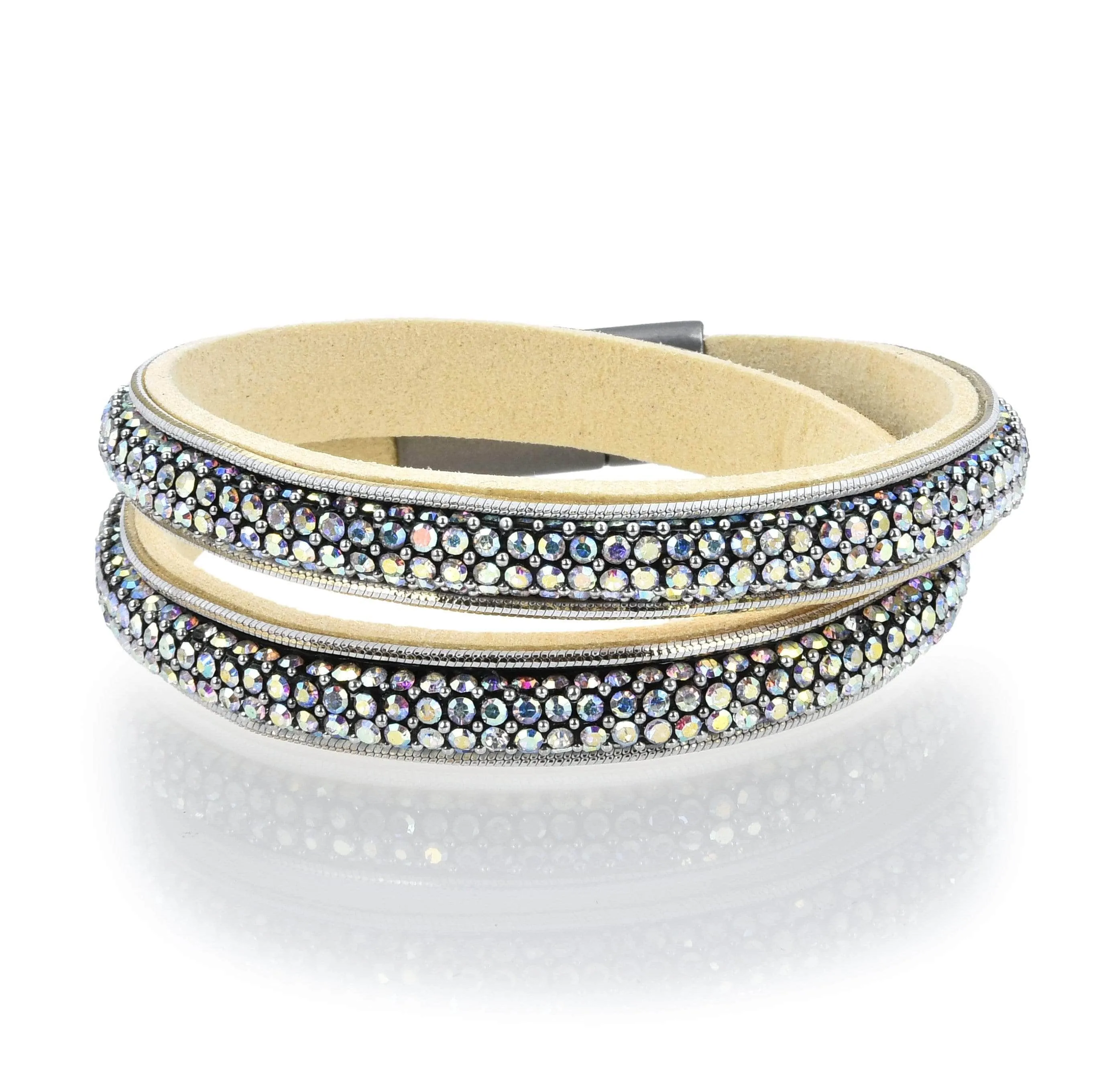Long Strand Diamond White Bracelet with Magnetic Clasp