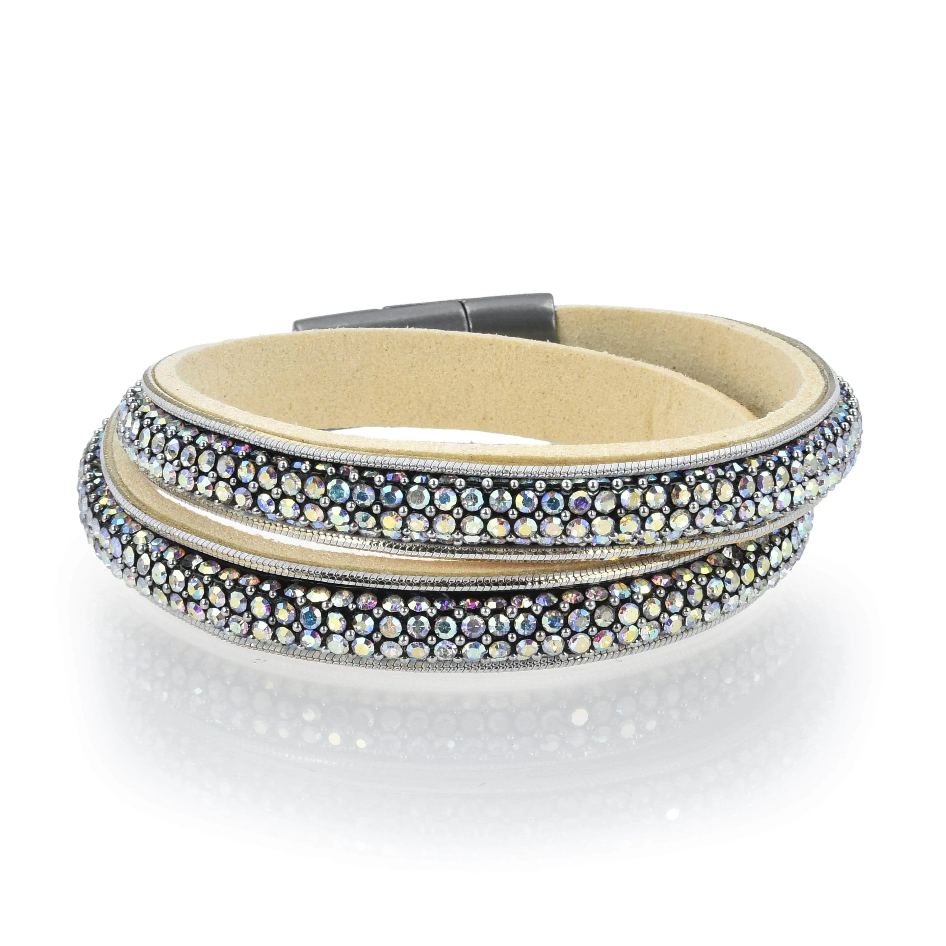 Long Strand Diamond White Bracelet with Magnetic Clasp