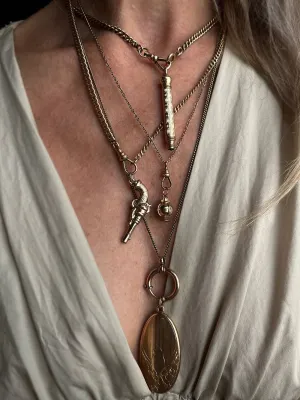 Long Vintage Chain   Spring Ring Necklace