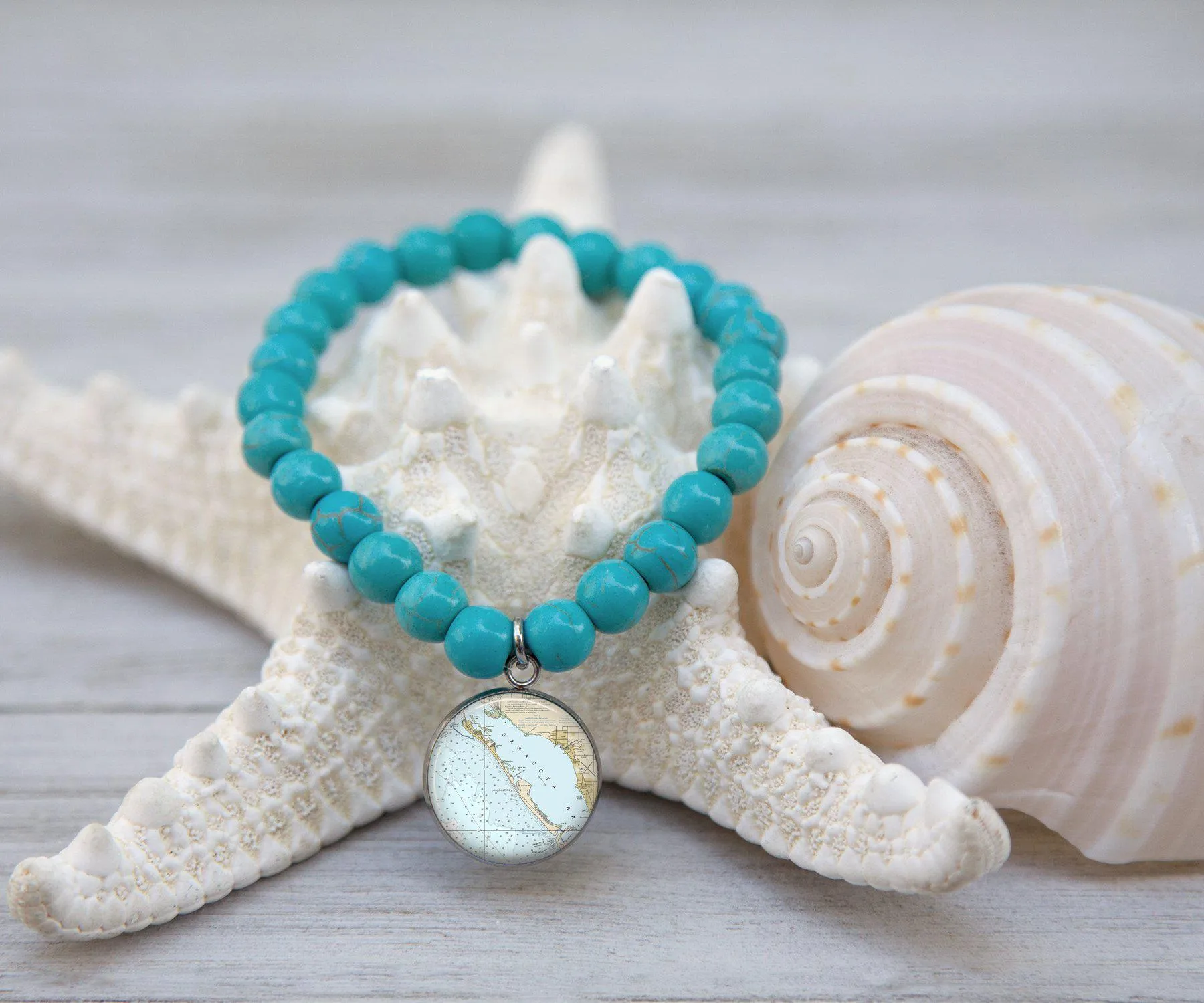 Longboat Key Nautical Turquoise Beaded Bracelet