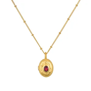 Lotus Pink Tourmaline Birthstone Locket Necklace - October
