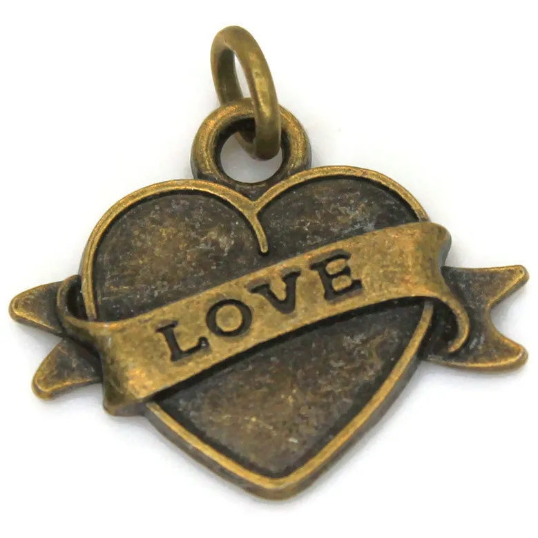 Love Heart Charm Bracelet, Necklace or Charm Only