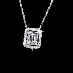 #LVNA2024 | Classic Emerald Halo Diamond Necklace 16-18” 18kt Foxtail Chain