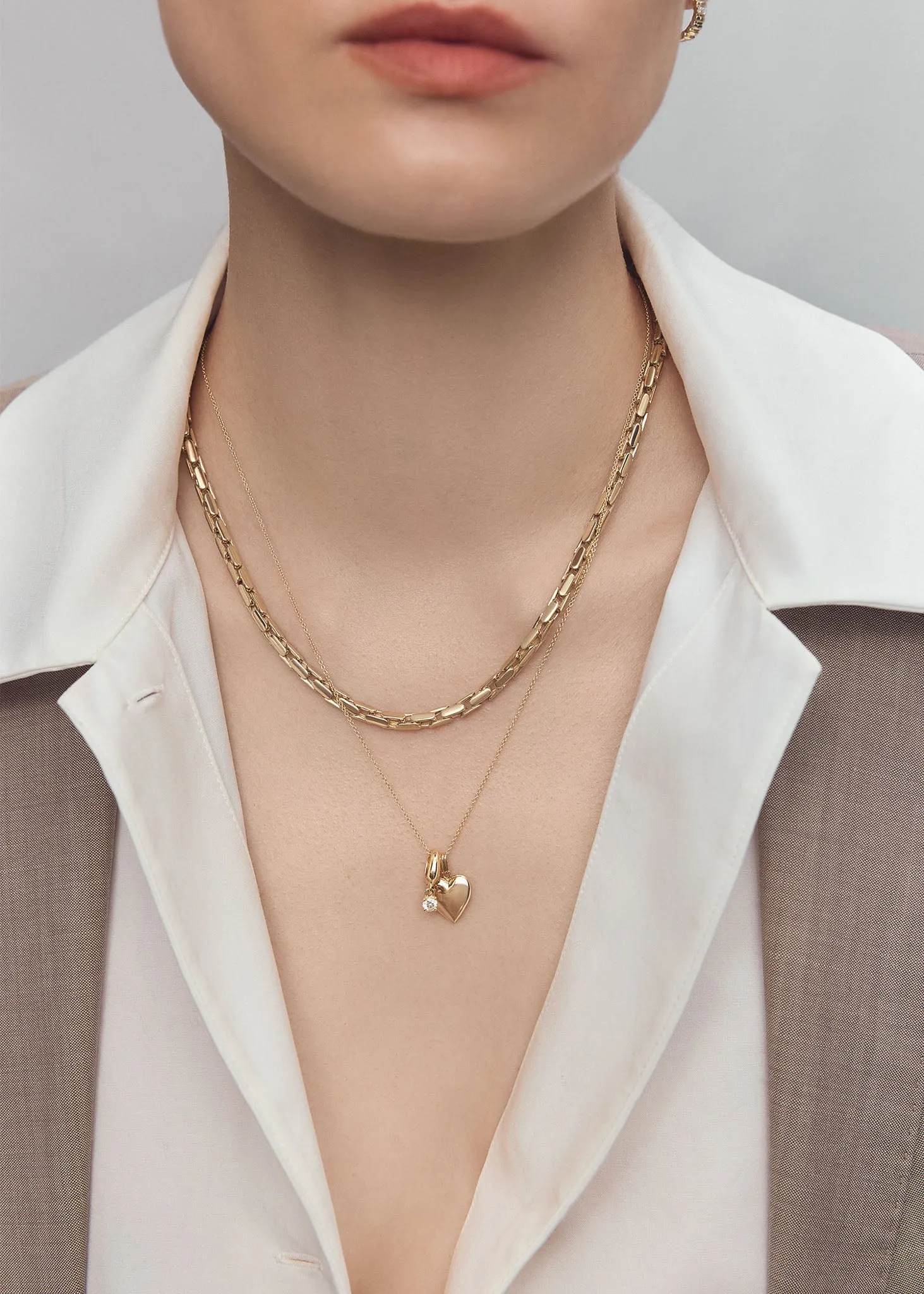 Maison Heart Locket Necklace & Milestone Drop Charm Stack