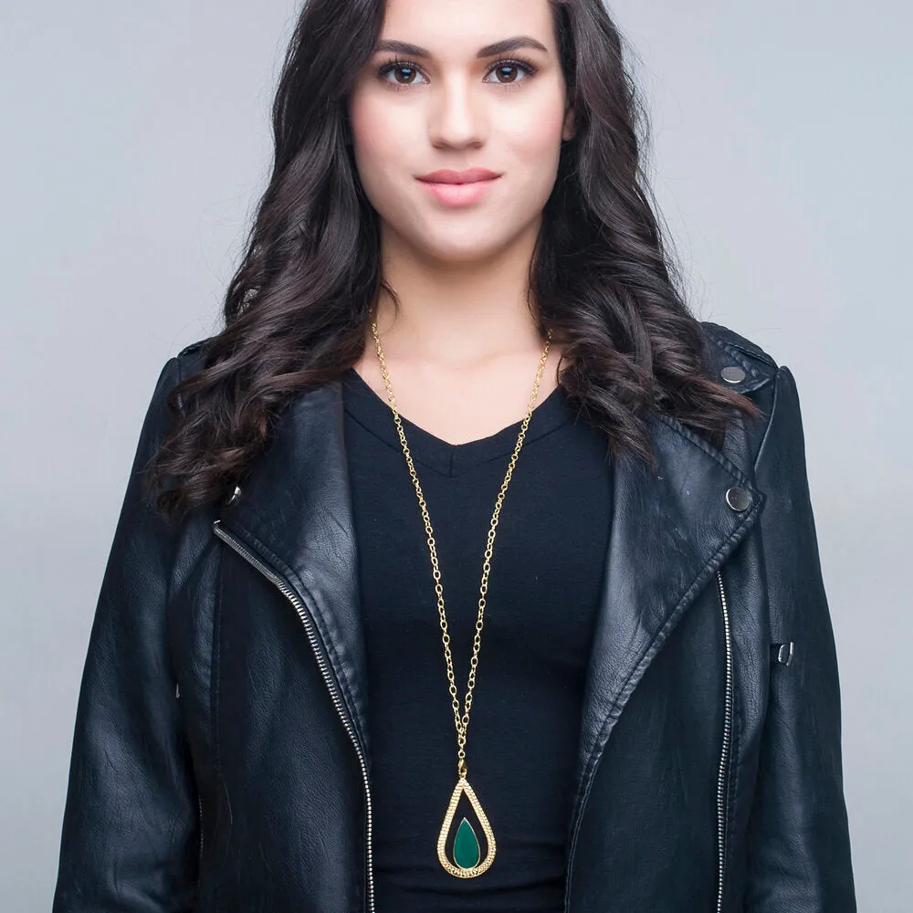 Marion Green Onyx Earrings, Gold Vermeil