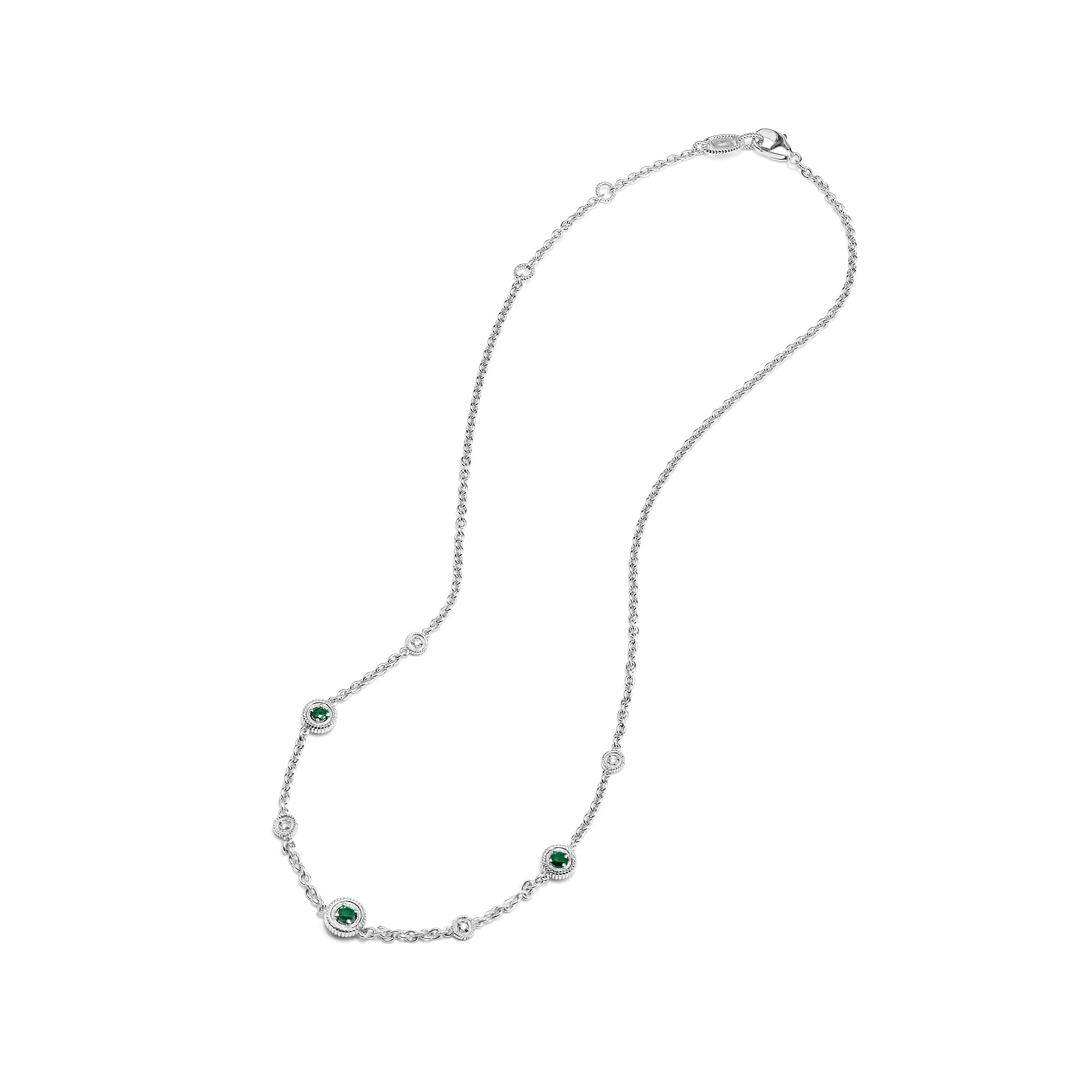 Max Station Necklace with Emerald and Diamonds