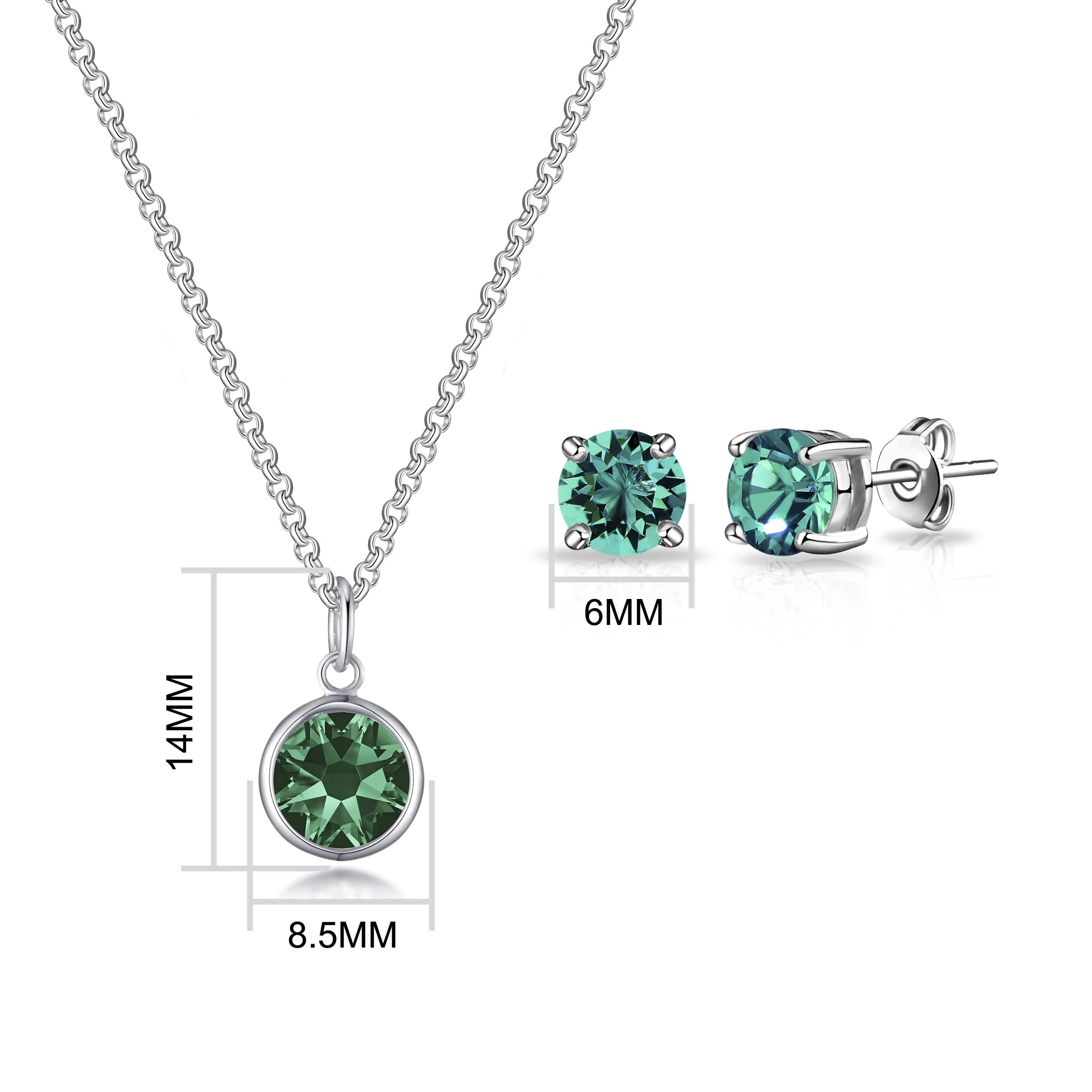 May (Emerald) Birthstone Necklace & Earrings Set Created with Zircondia® Crystals