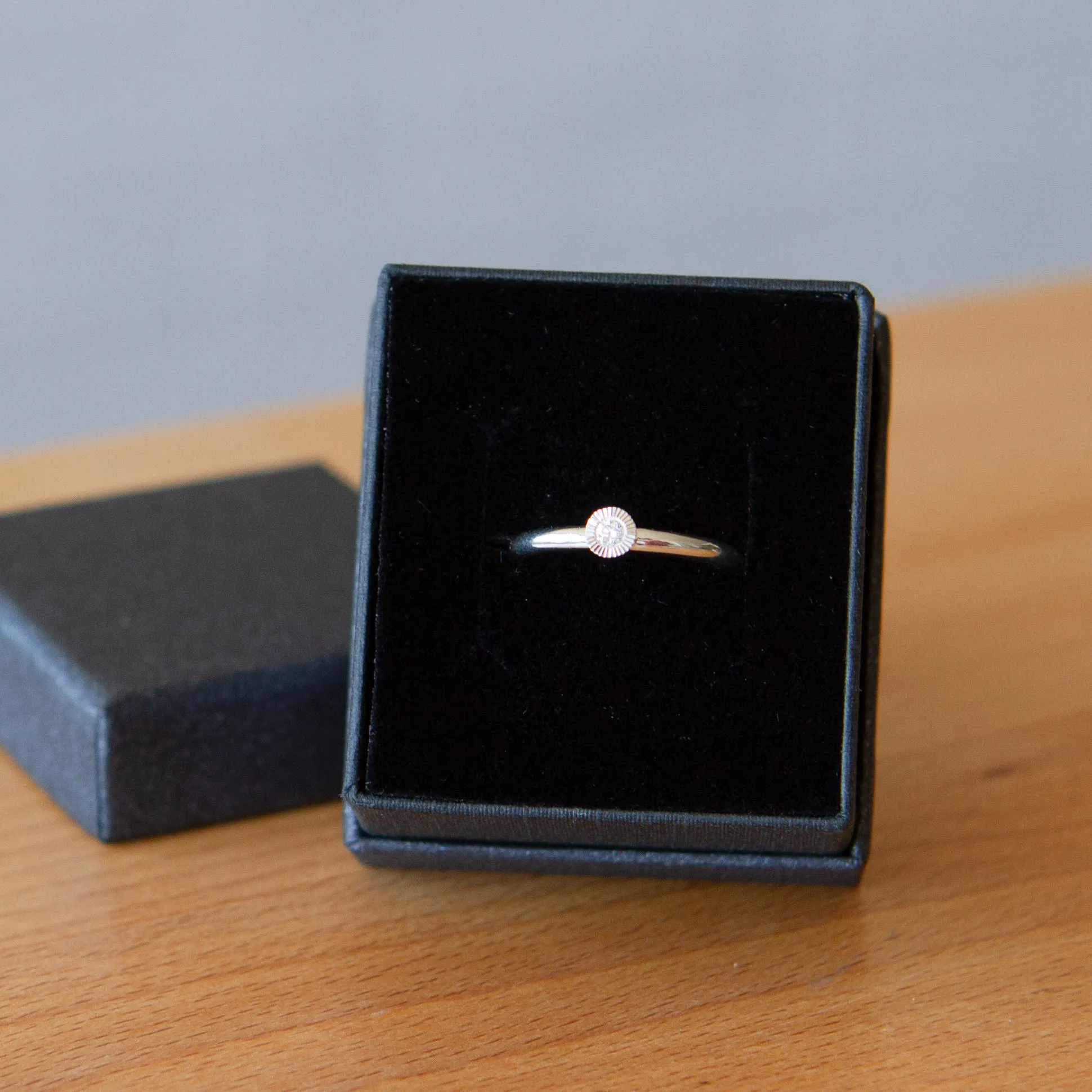 Medium Aurora Diamond Stacking Ring in Silver