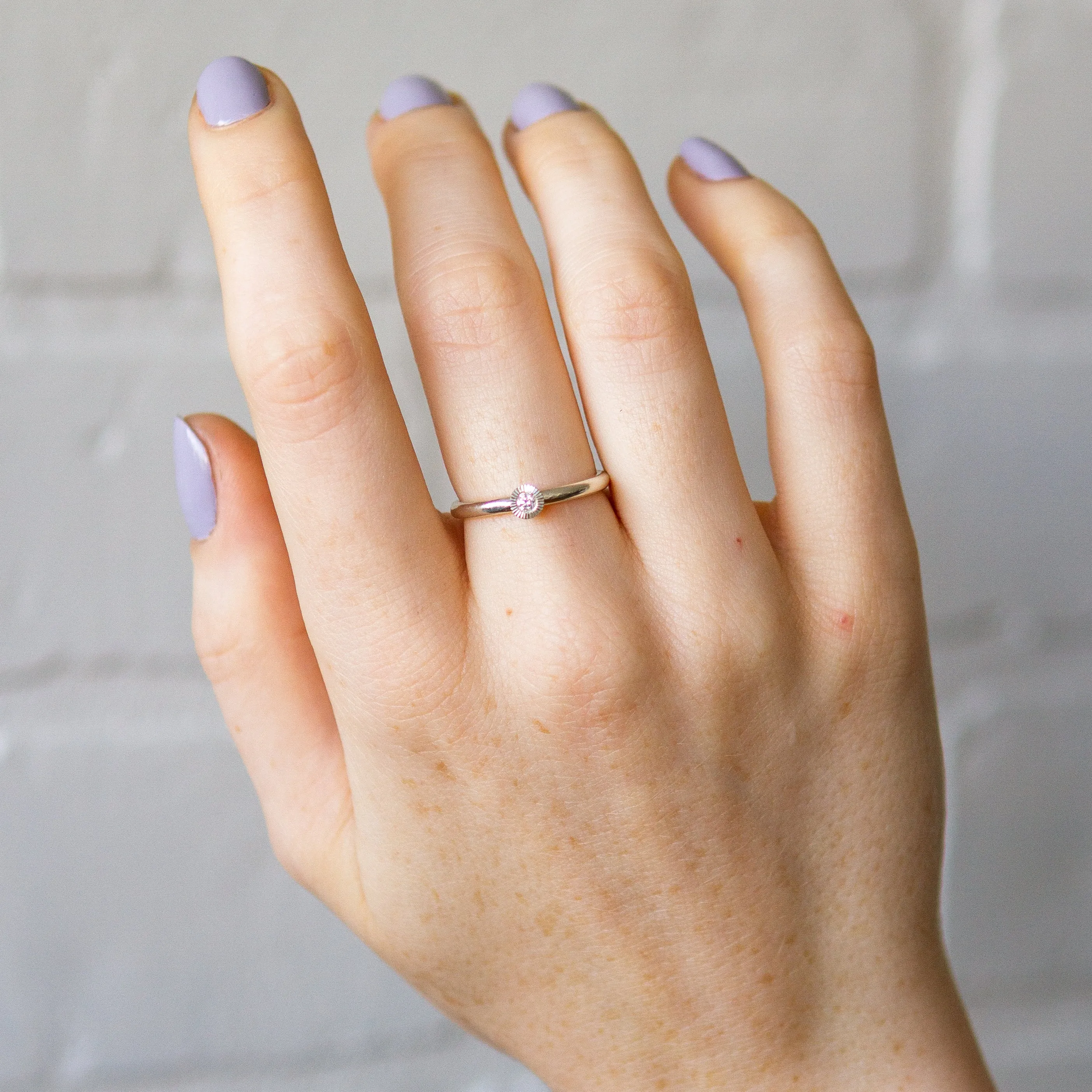 Medium Aurora Diamond Stacking Ring in Silver