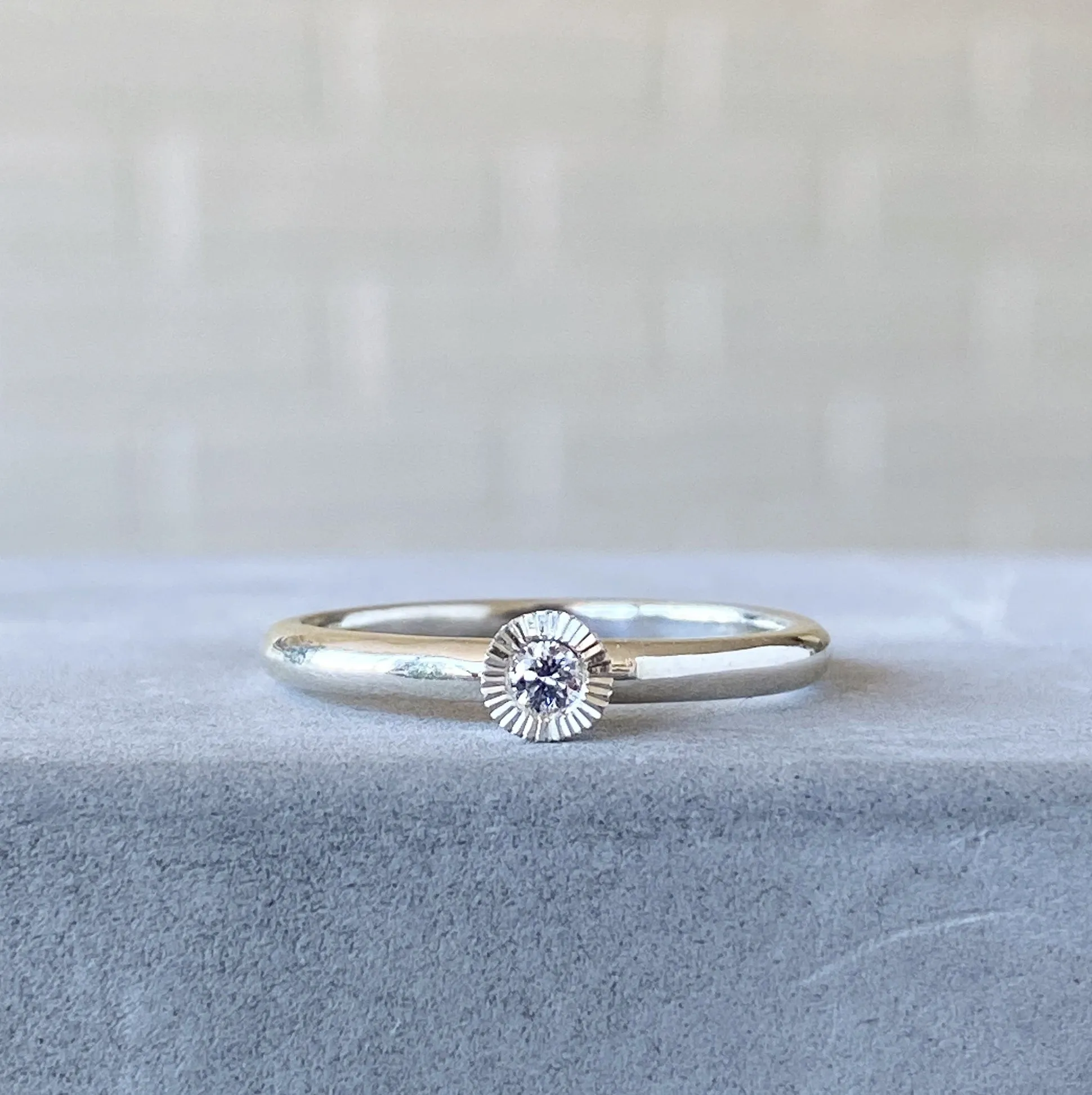Medium Aurora Diamond Stacking Ring in Silver