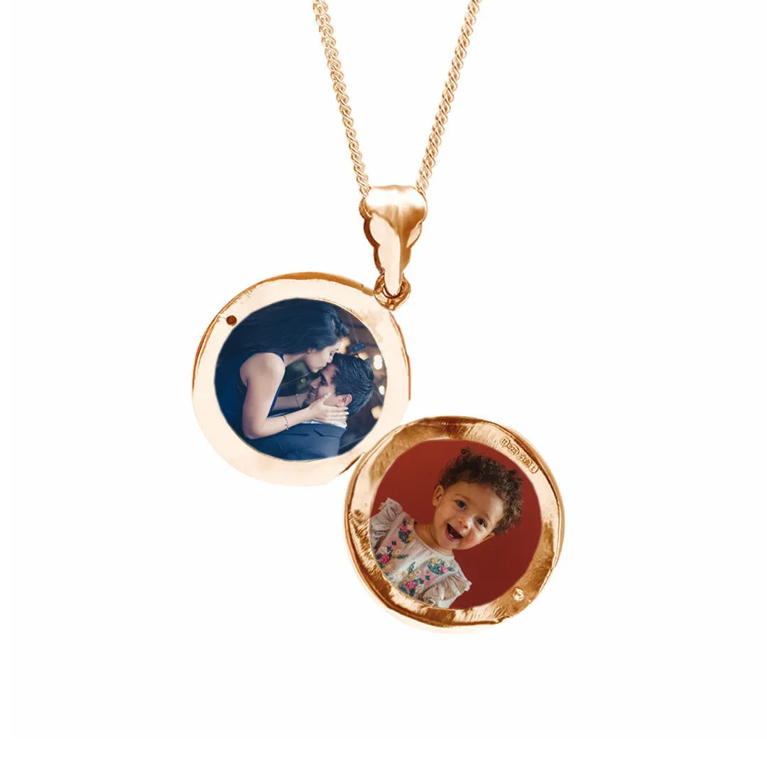 Men's Round Locket Necklace Rose Gold   Photos