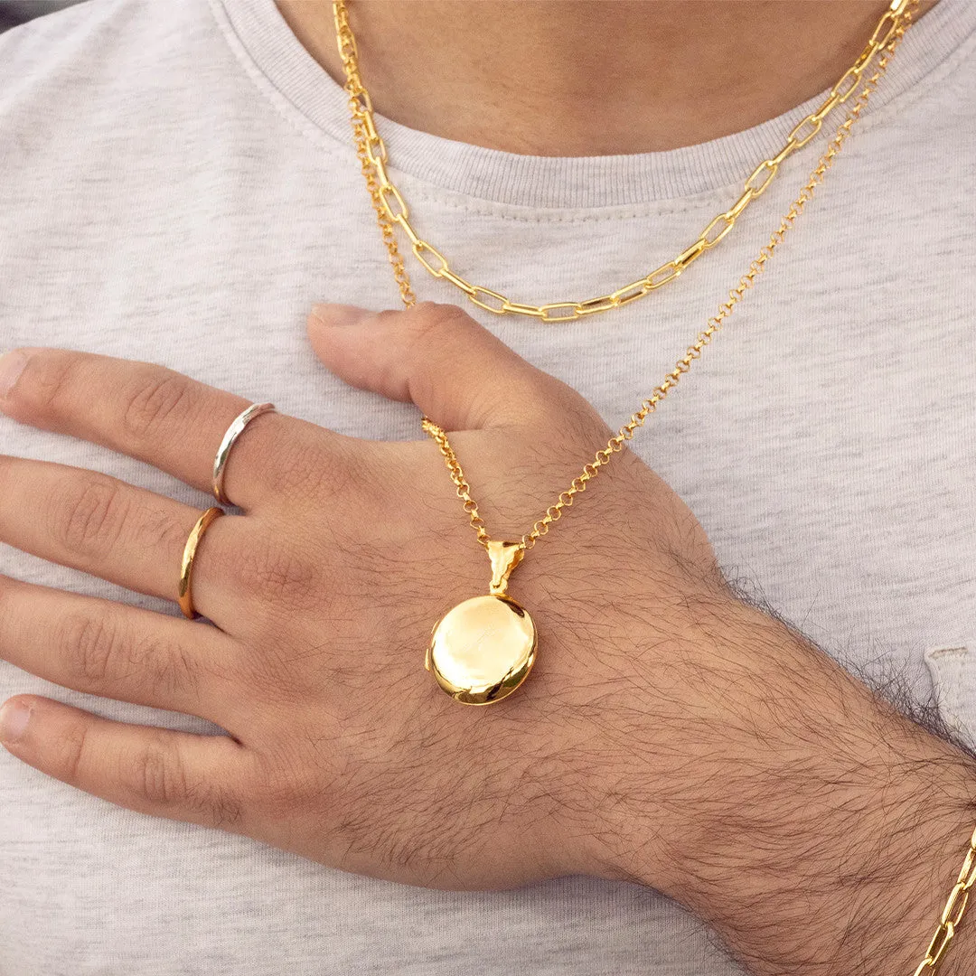 Men's Round Locket Necklace Rose Gold   Photos