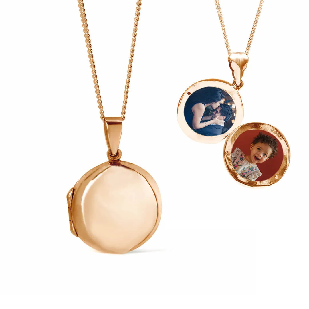 Men's Round Locket Necklace Rose Gold   Photos