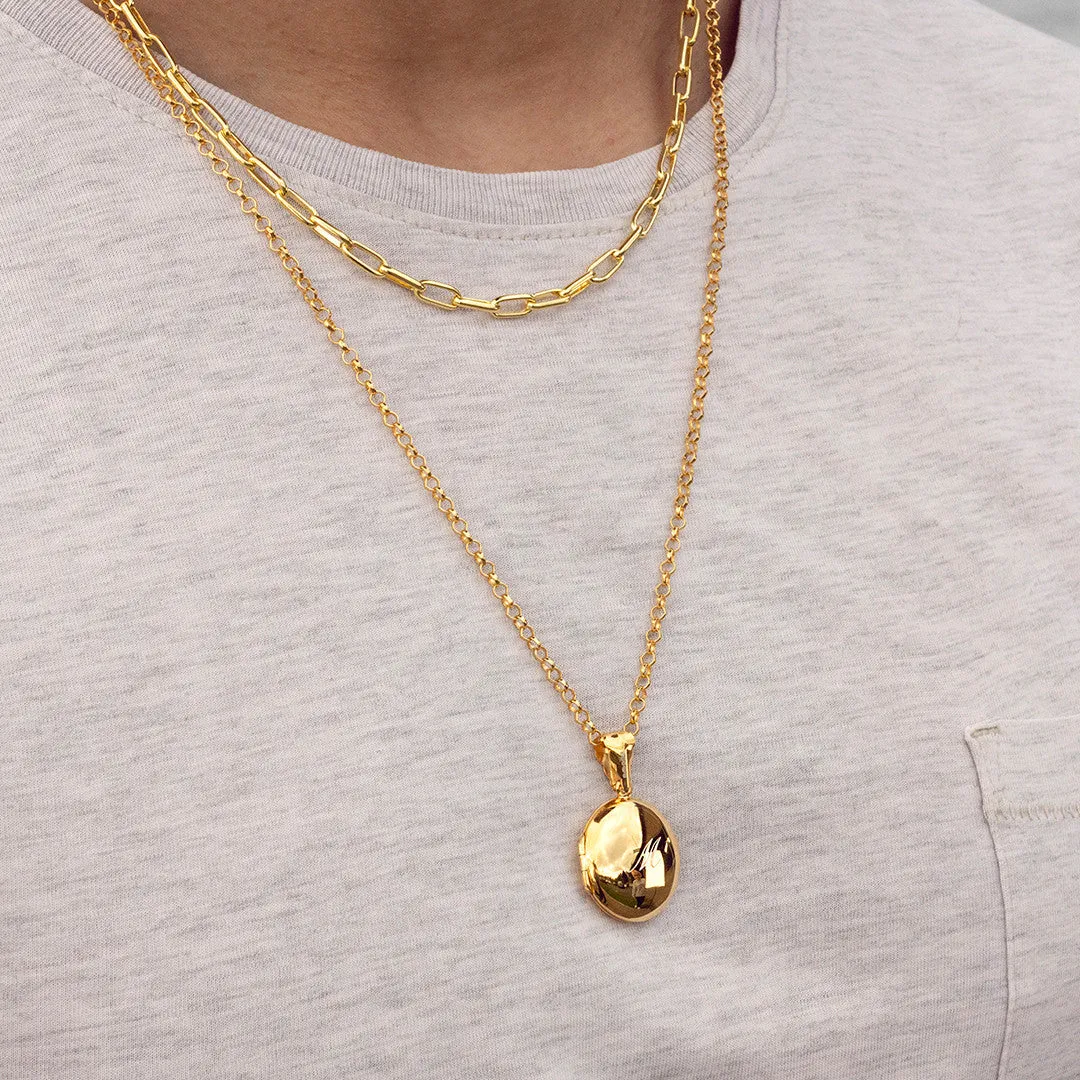 Men's Round Locket Necklace Rose Gold   Photos