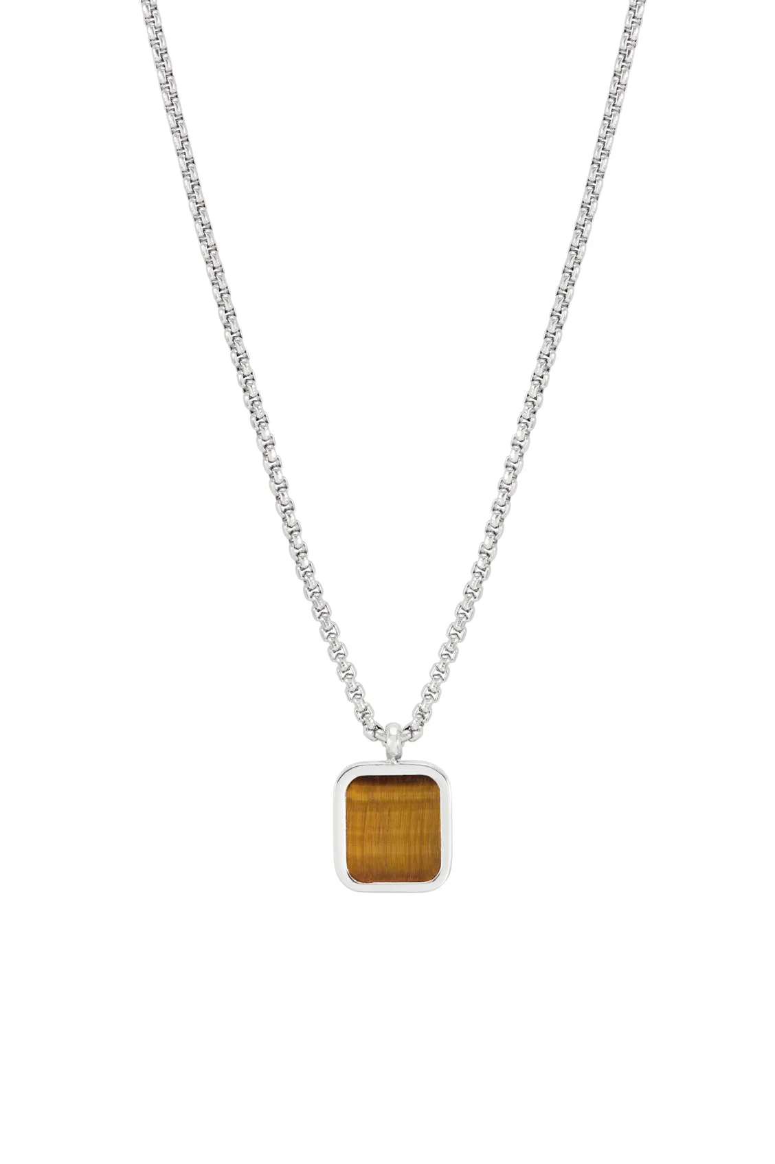 Mens Square Gemstone Pendant Necklace