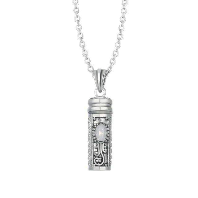 Mezuzah Necklace Locket Pendant & Chain. Color Stones