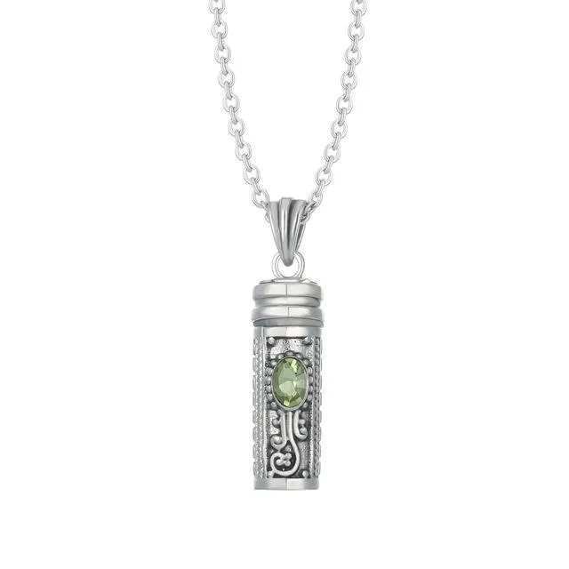 Mezuzah Necklace Locket Pendant & Chain. Color Stones