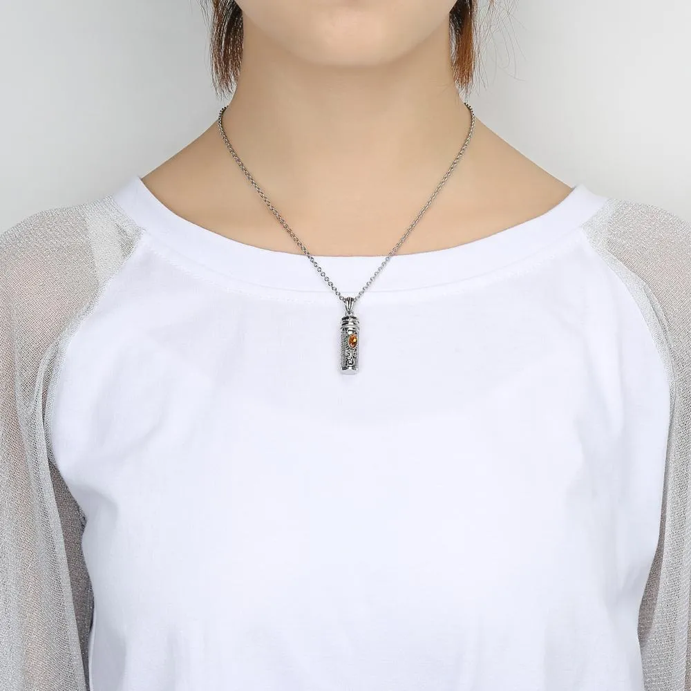 Mezuzah Necklace Locket Pendant & Chain. Color Stones