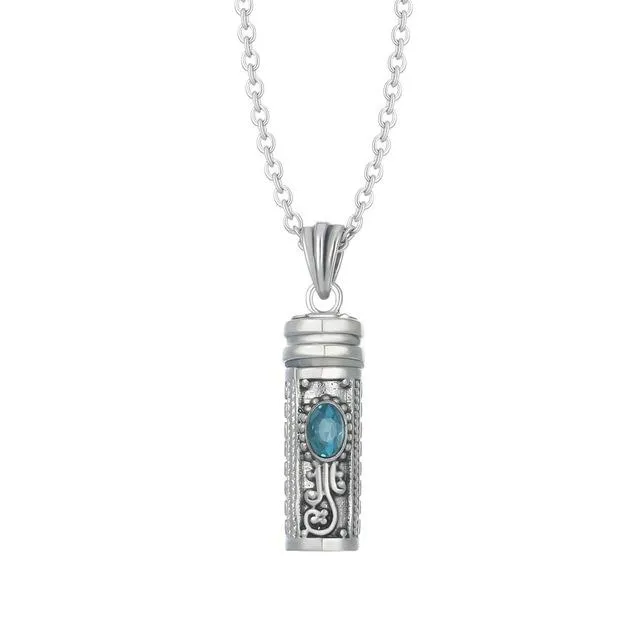 Mezuzah Necklace Locket Pendant & Chain. Color Stones