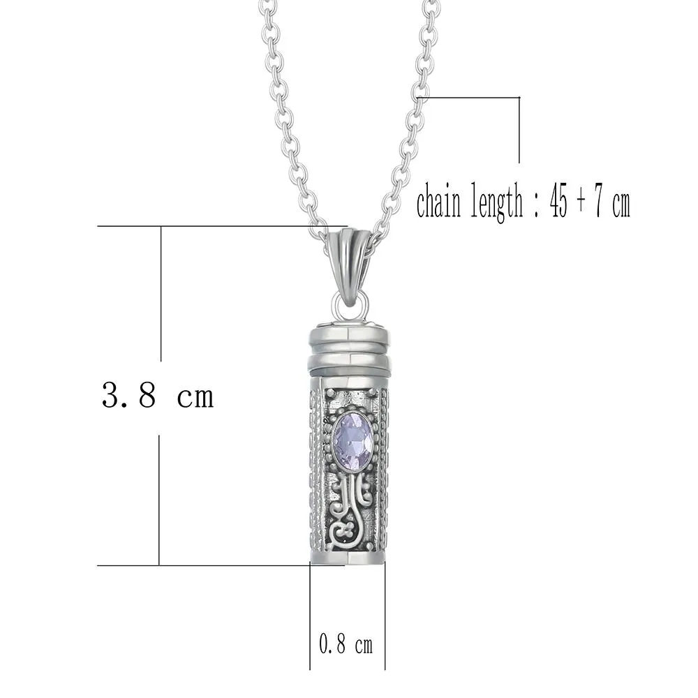 Mezuzah Necklace Locket Pendant & Chain. Color Stones