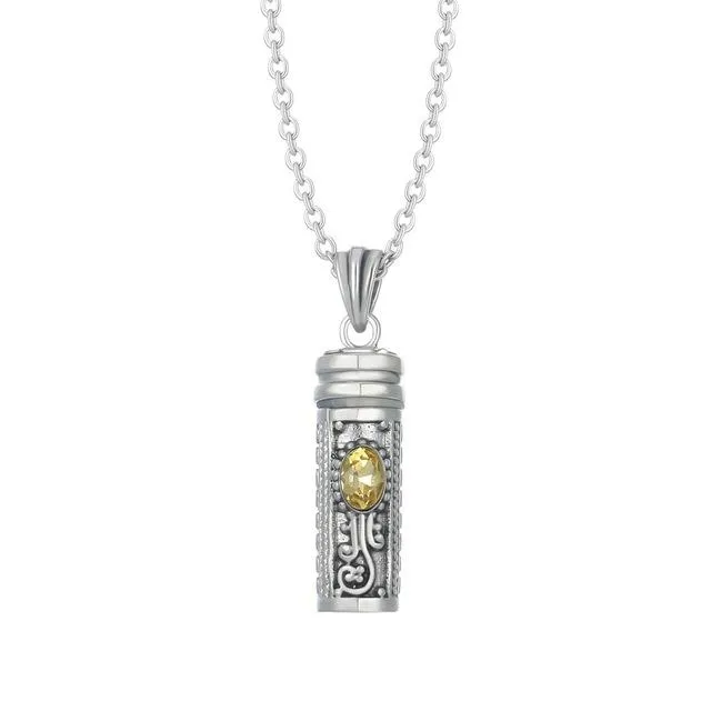 Mezuzah Necklace Locket Pendant & Chain. Color Stones