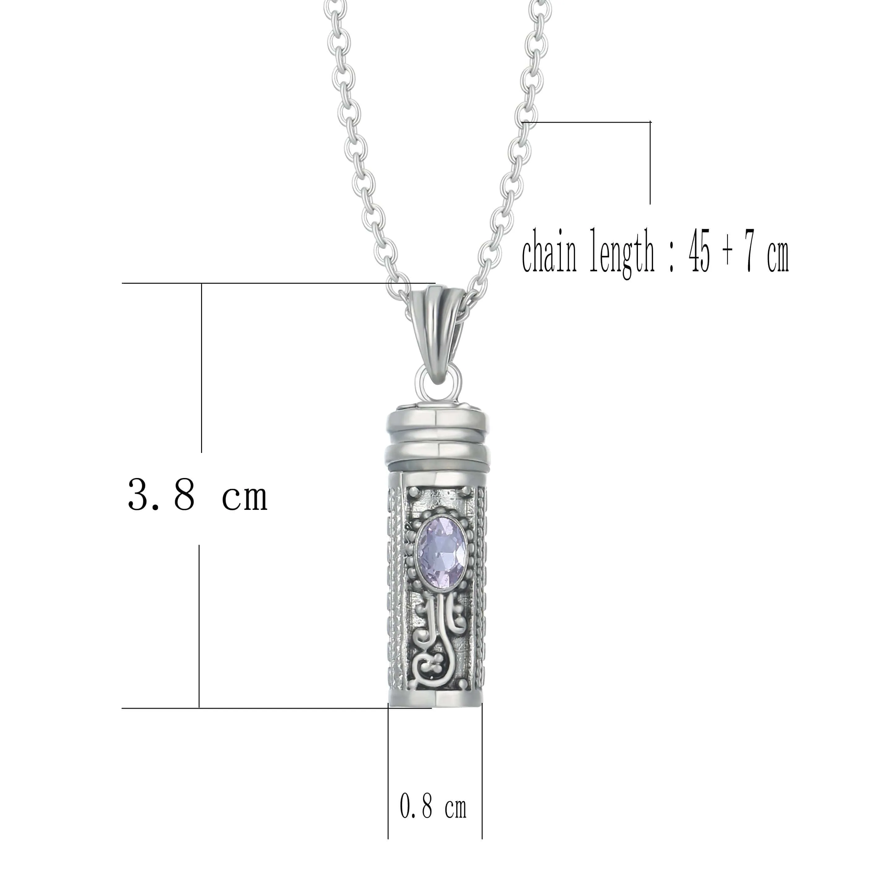 Mezuzah Necklace Locket Pendant & Chain. Color Stones