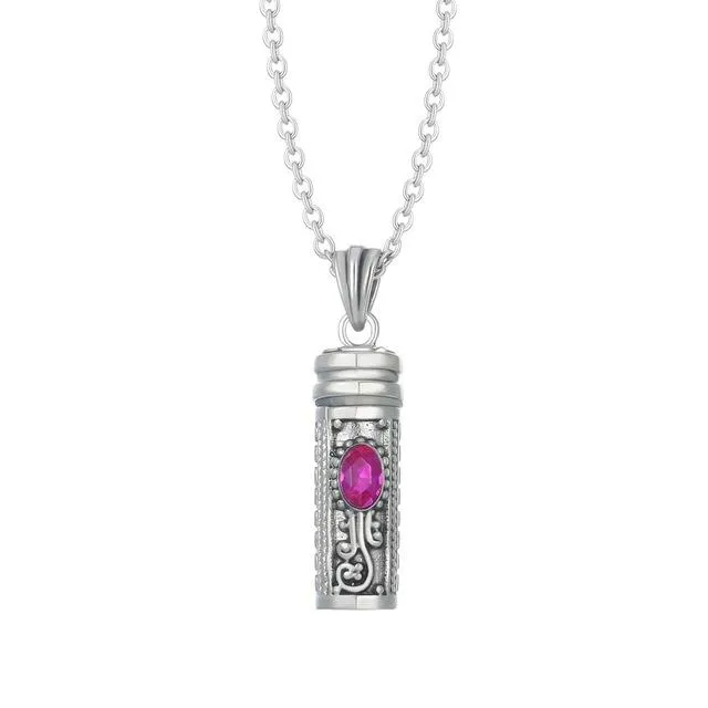 Mezuzah Necklace Locket Pendant & Chain. Color Stones