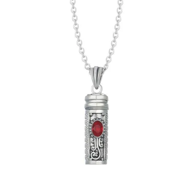 Mezuzah Necklace Locket Pendant & Chain. Color Stones