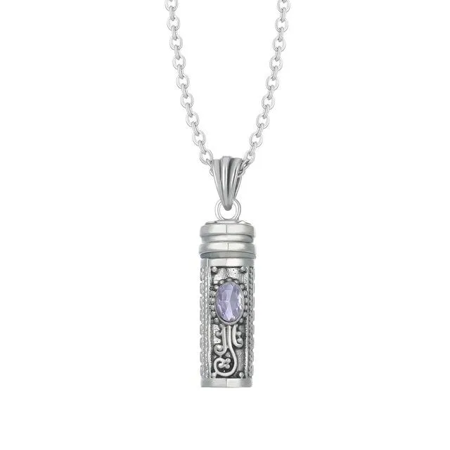 Mezuzah Necklace Locket Pendant & Chain. Color Stones