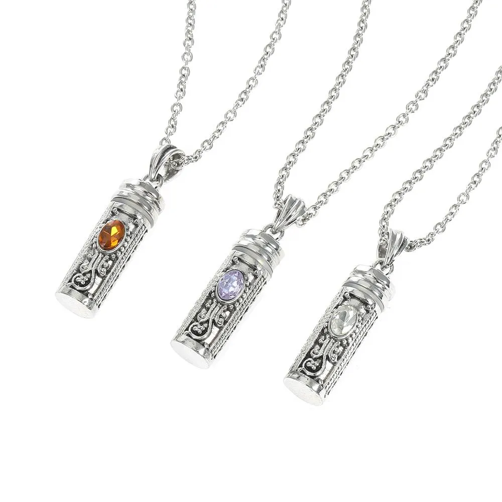 Mezuzah Necklace Locket Pendant & Chain. Color Stones