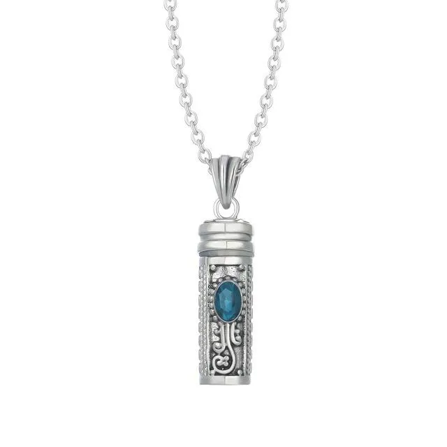 Mezuzah Necklace Locket Pendant & Chain. Color Stones