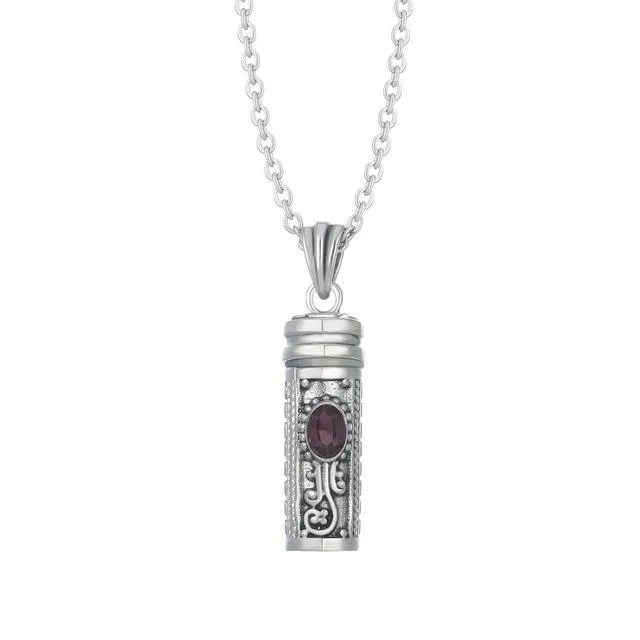 Mezuzah Necklace Locket Pendant & Chain. Color Stones