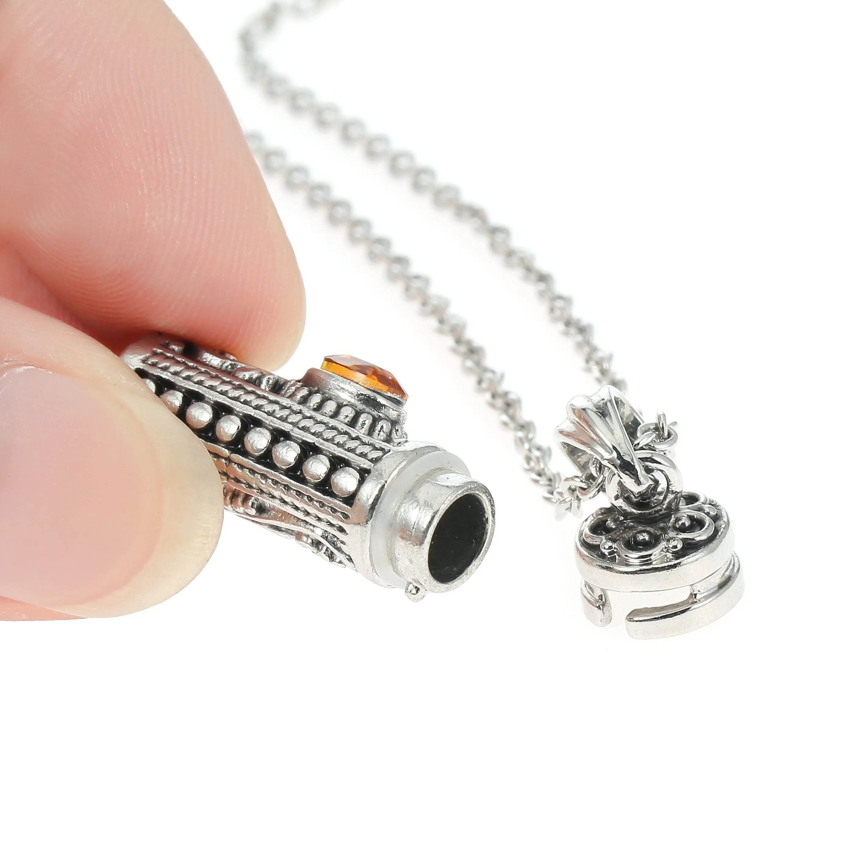 Mezuzah Necklace Locket Pendant & Chain. Color Stones