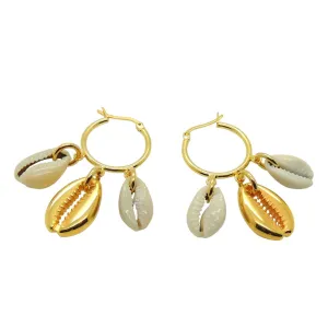 Midas Seashell Charm Trio Mini Hoop Earrings