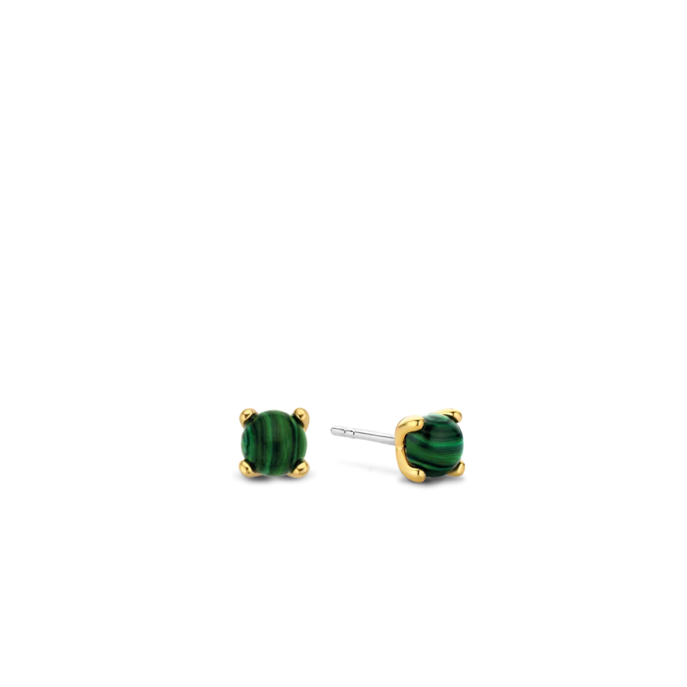 Milano Malachite Stud Earrings - Gold - 7768MA