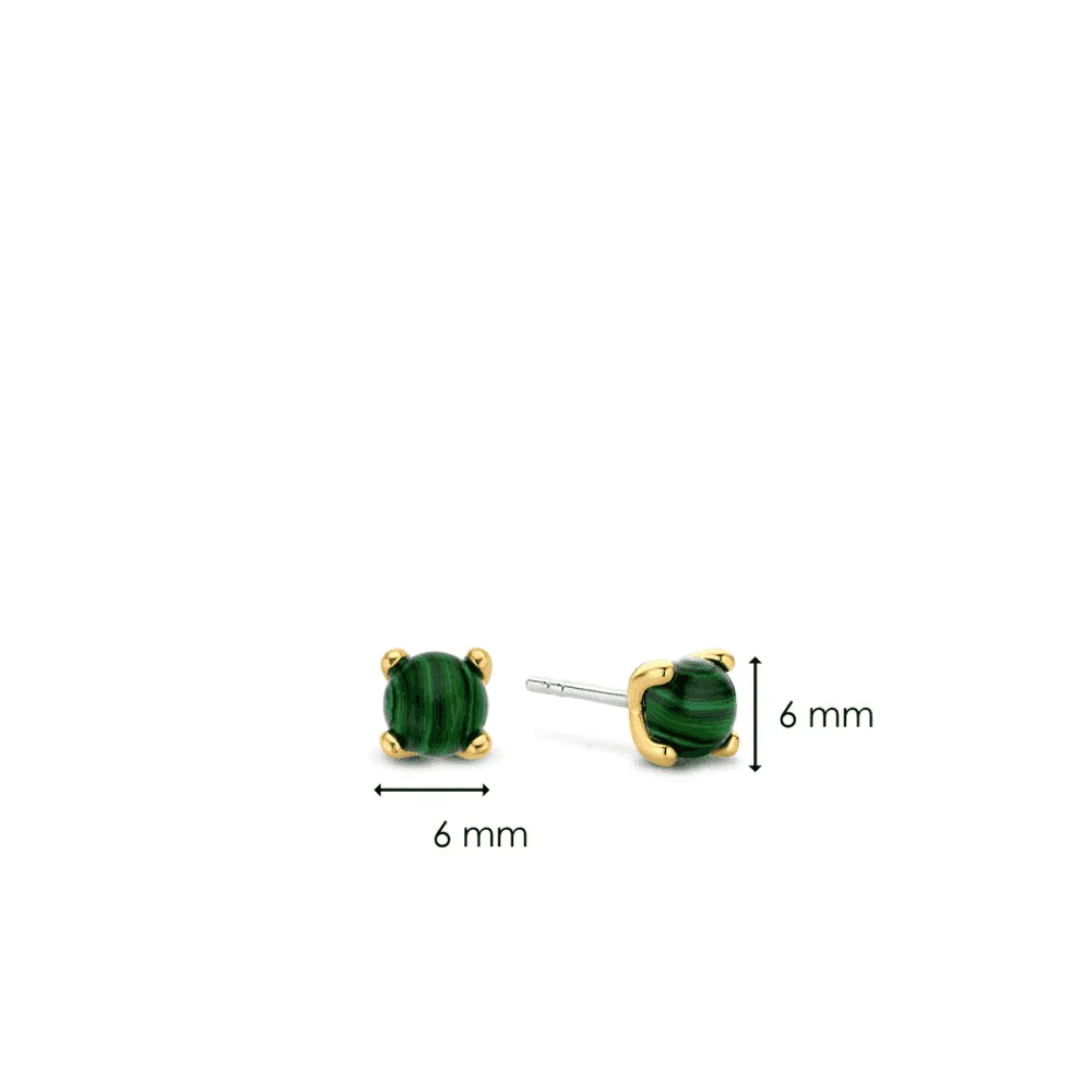 Milano Malachite Stud Earrings - Gold - 7768MA